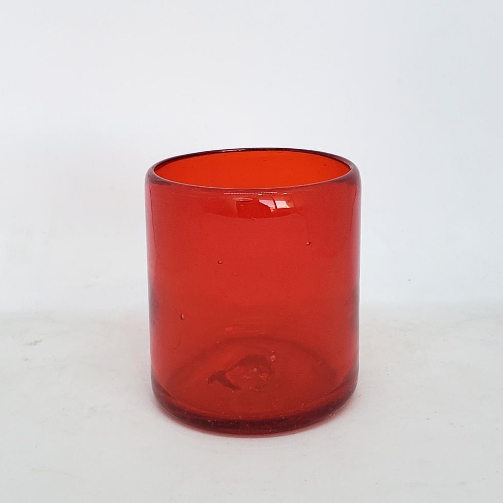 VIDRIO SOPLADO / Vasos chicos 9 oz color Rojo Slido (set de 6) / stos artesanales vasos le darn un toque colorido a su bebida favorita.